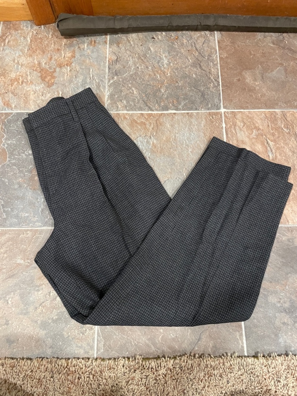 Women's Black Micro-Check Trousers